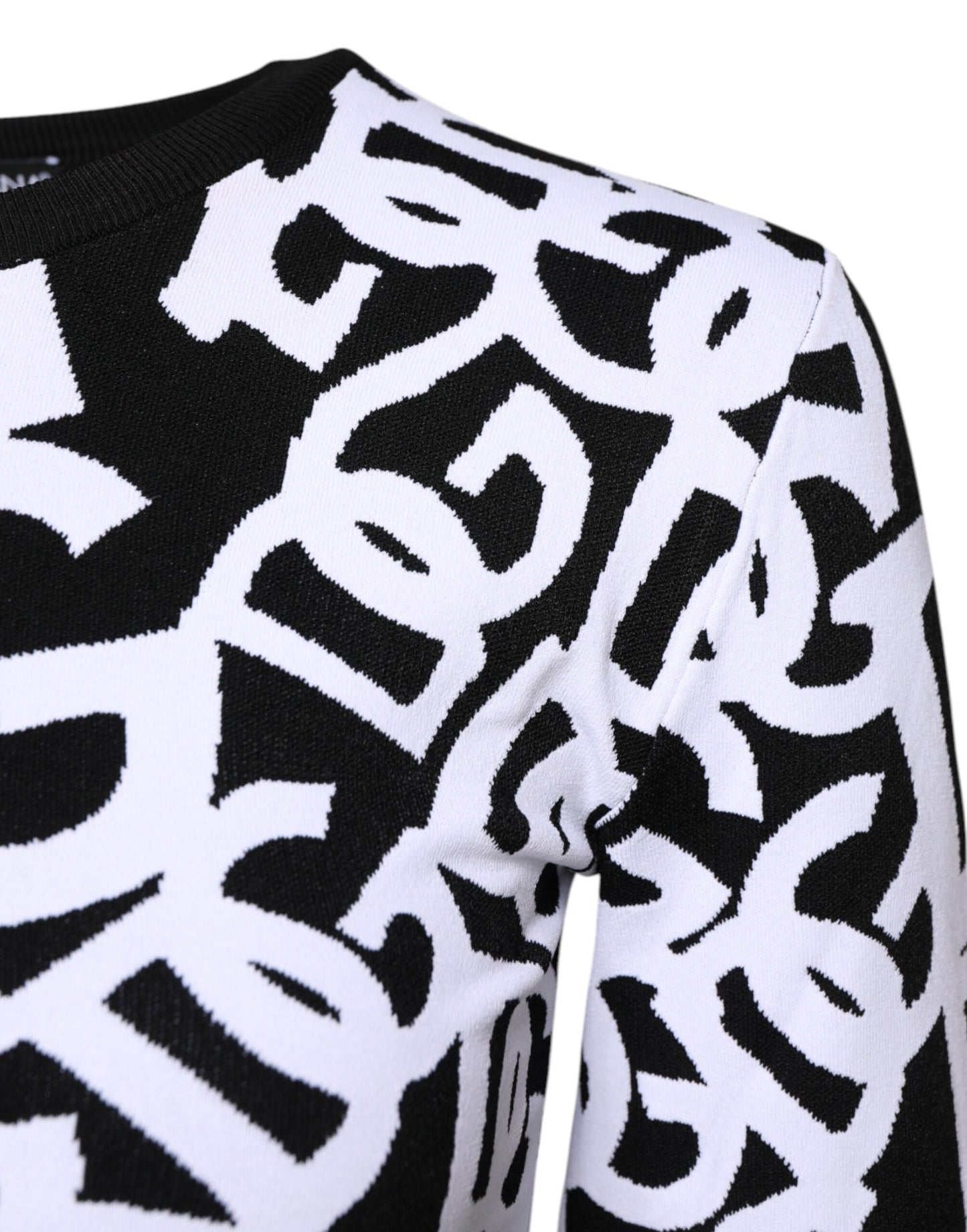 Dolce & Gabbana Black & White Logo Print Women Pullover Sweater