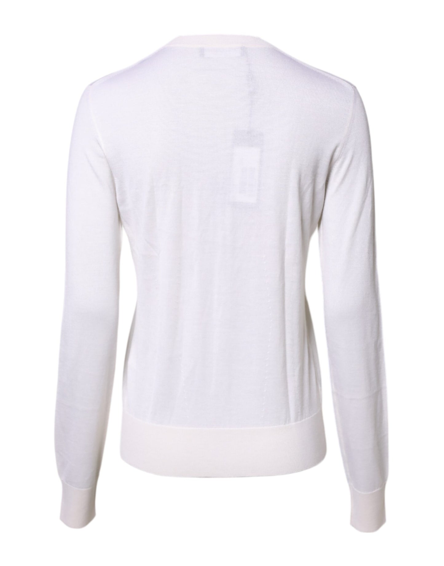 Dolce & Gabbana White Cashmere Crew Neck Cardigan Sweater