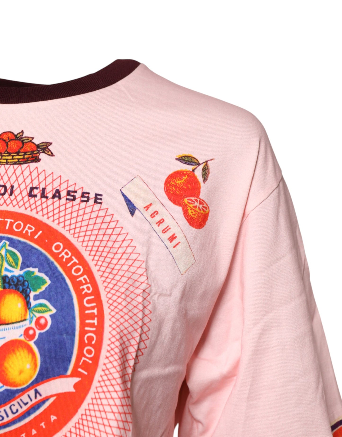 Dolce & Gabbana Pink Print Cotton Cropped Top