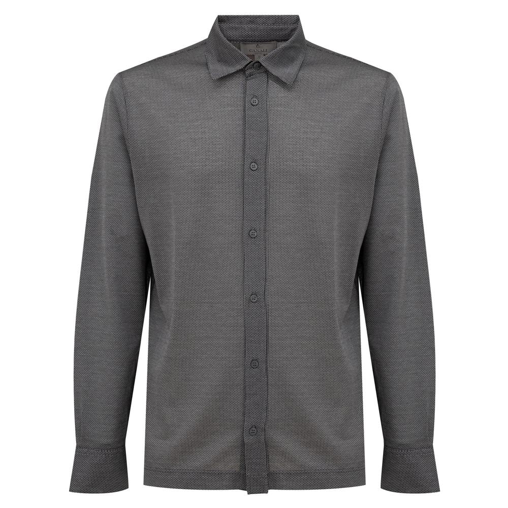 Canali Long Sleeve Gray Cotton Shirt
