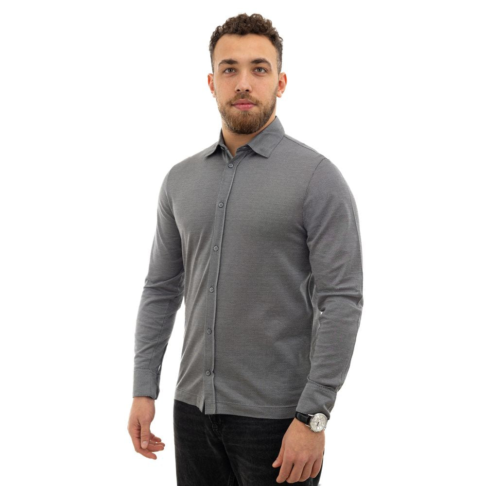 Canali Long Sleeve Gray Cotton Shirt