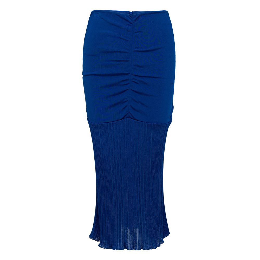 Tom Ford Blue Viscose Midi Skirt with Ruffle