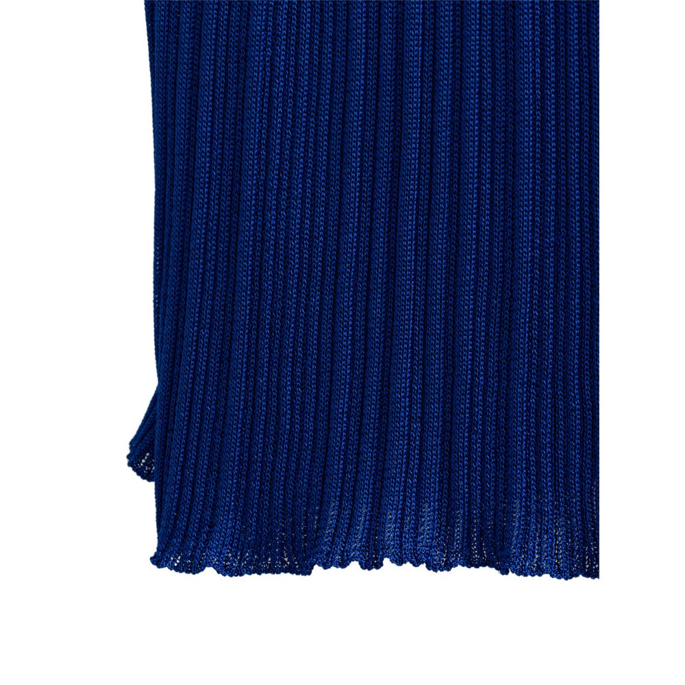 Tom Ford Blue Viscose Midi Skirt with Ruffle
