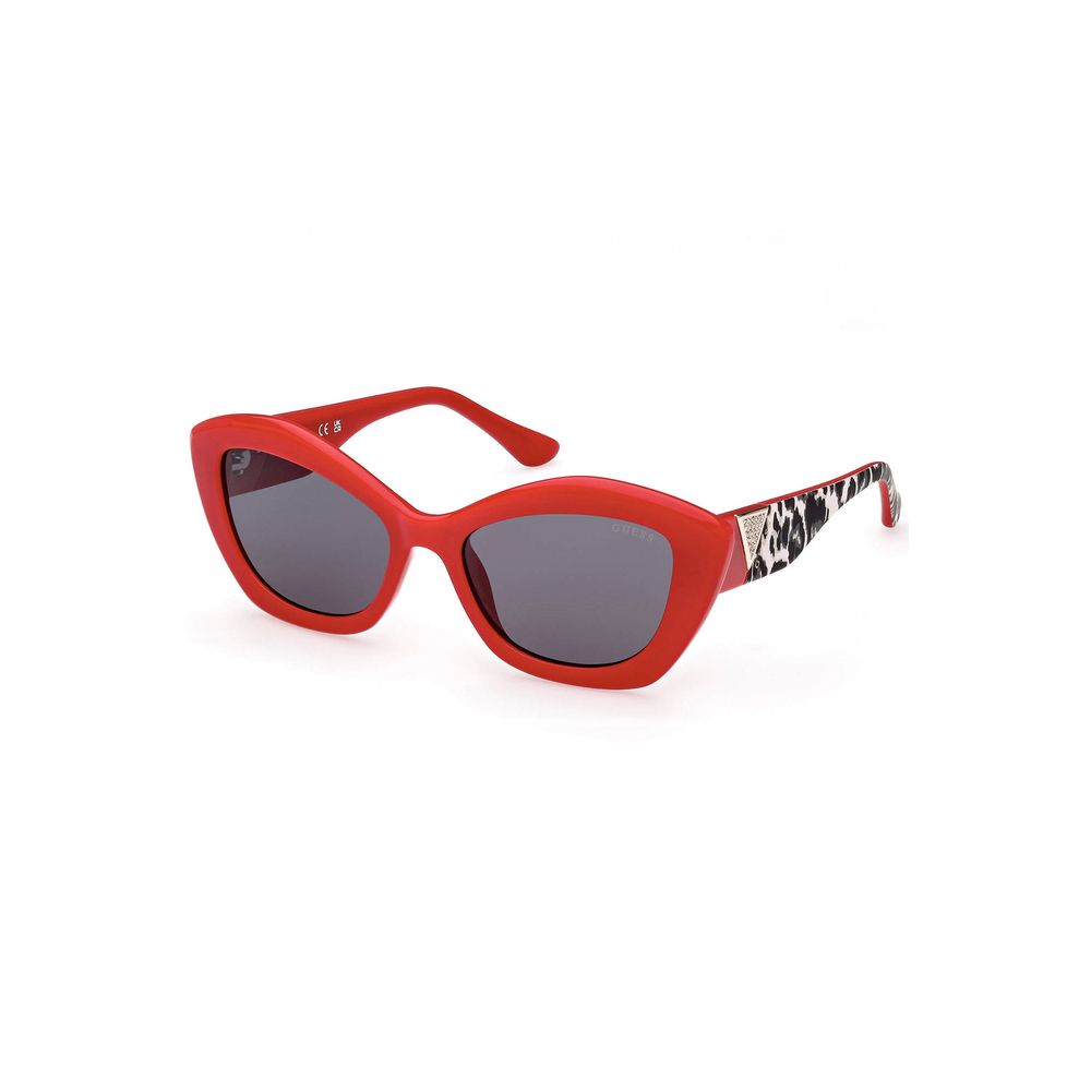 Guess Women’s Sunglasses – Red Injected Frame with Black Teardrop Lenses, 54mm