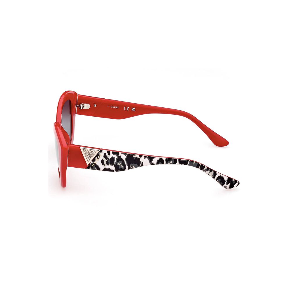 Guess Women’s Sunglasses – Red Injected Frame with Black Teardrop Lenses, 54mm