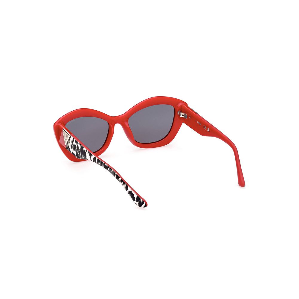 Guess Women’s Sunglasses – Red Injected Frame with Black Teardrop Lenses, 54mm