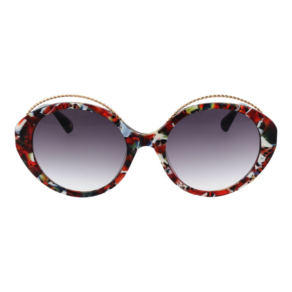 Christian Lacroix Women’s Multicolor Sunglasses – Oval Frame with Grey Mirrored Gradient Lenses, 54mm