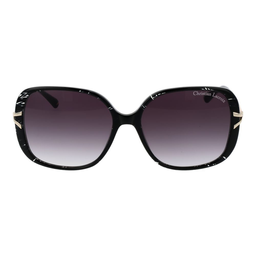 Christian Lacroix Women’s Sunglasses – Black Square Frame, Purple Lenses