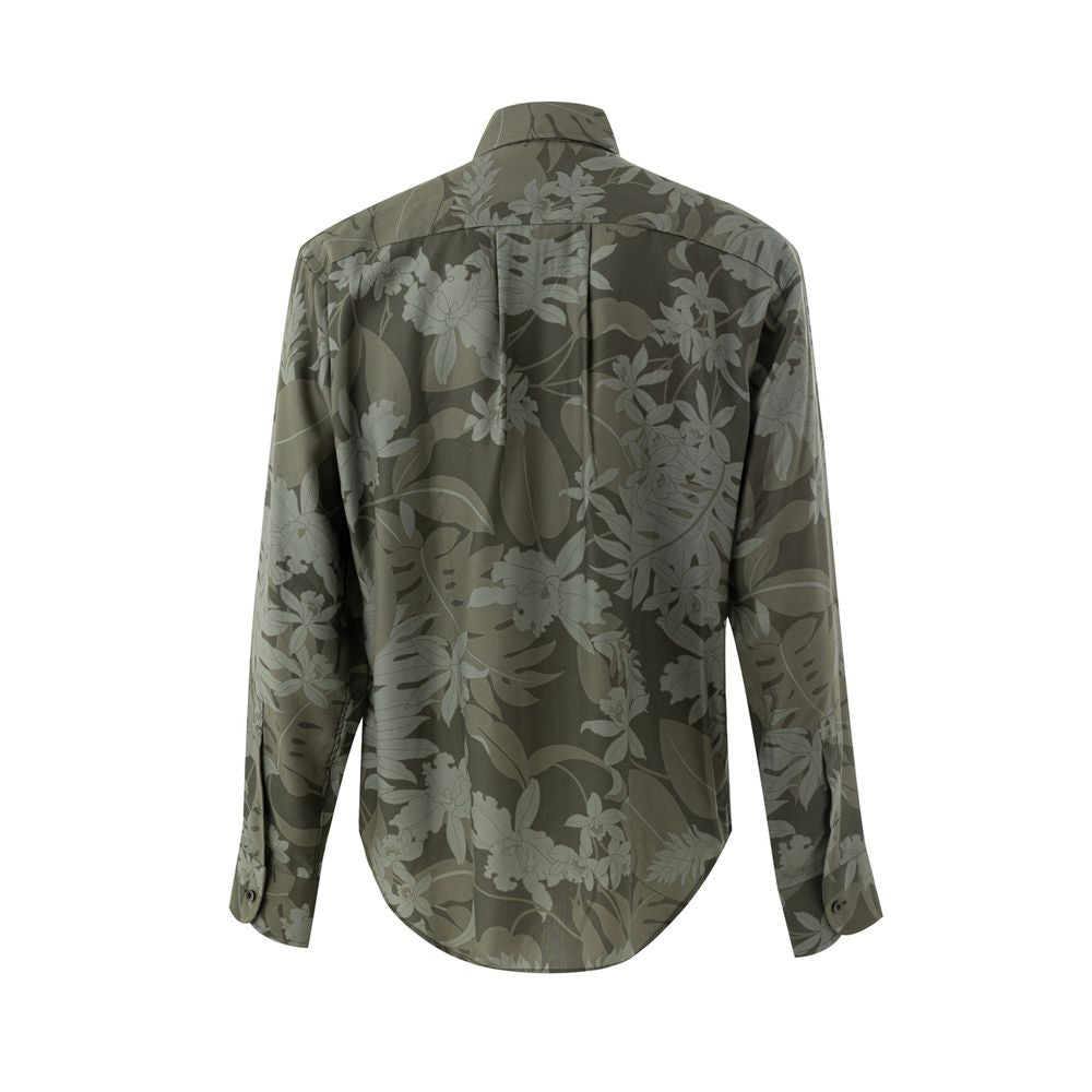 Tom Ford Green Floral Print Shirt - Bold Elegance Reimagined
