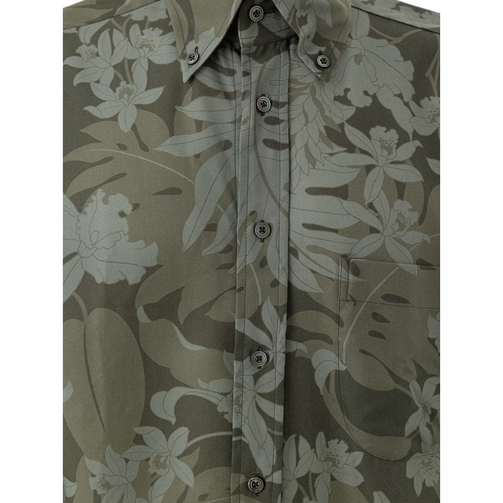 Tom Ford Green Floral Print Shirt - Bold Elegance Reimagined