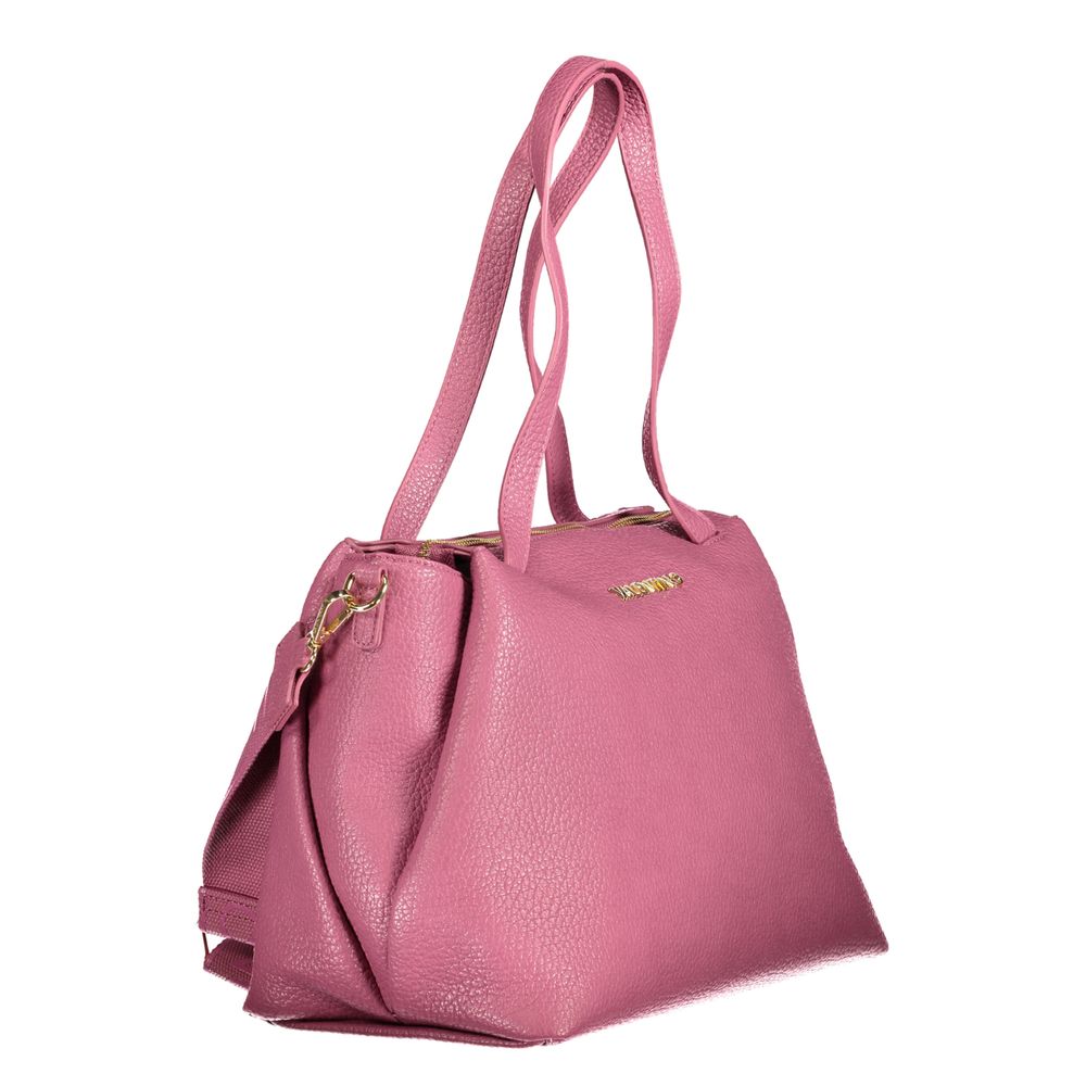 Mario Valentino Pink Leather Effect Handbag with Iconic Logo