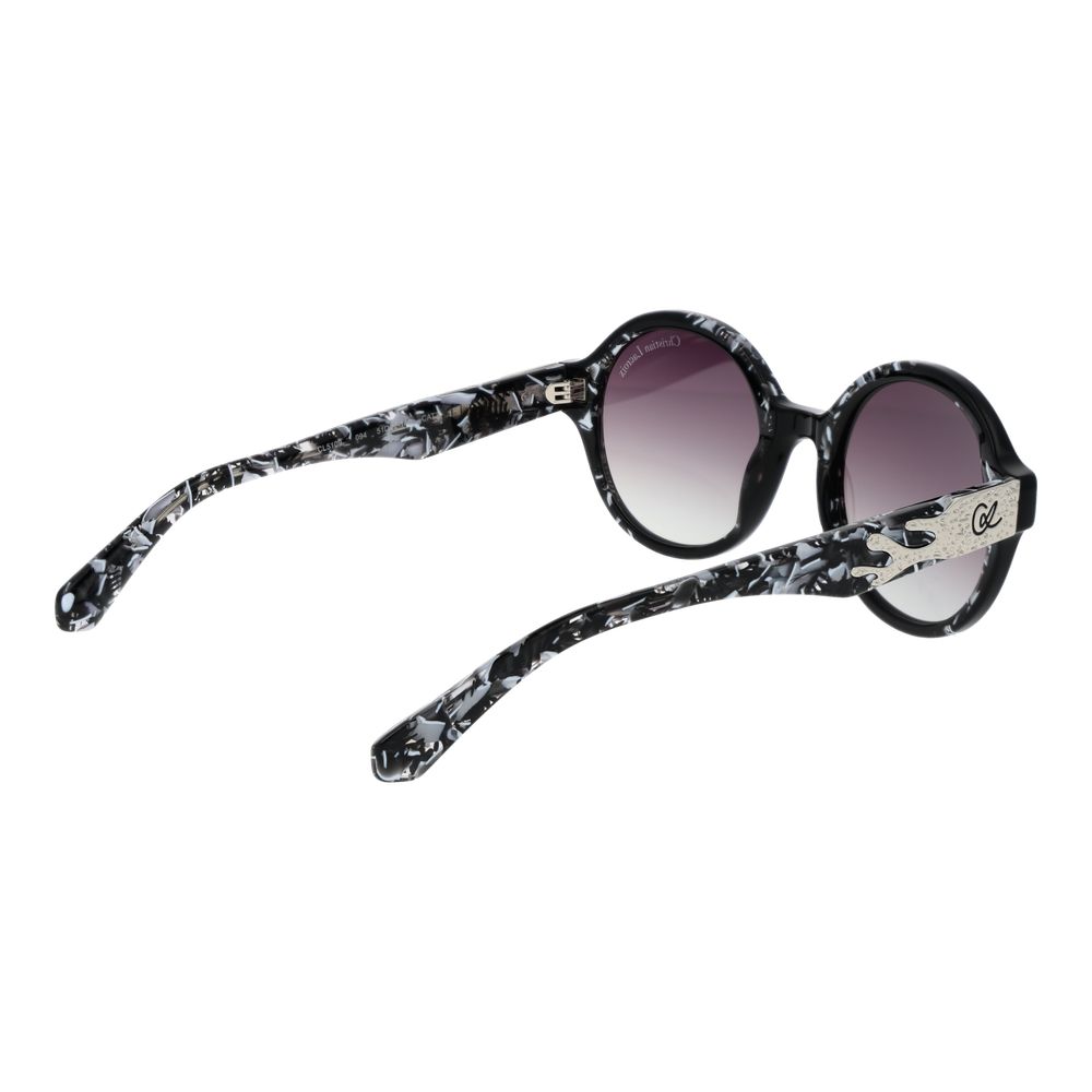 Christian Lacroix Women's Round Sunglasses – Black Frame with Purple Gradient Lenses, 51mm