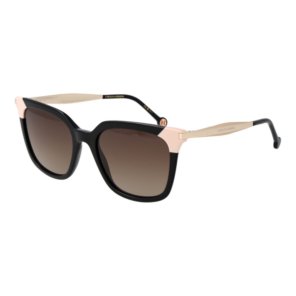 Carolina Herrera Women’s Sunglasses – Black Rectangle Frame with Brown Gradient Lenses, 53mm