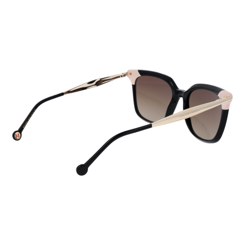 Carolina Herrera Women’s Sunglasses – Black Rectangle Frame with Brown Gradient Lenses, 53mm