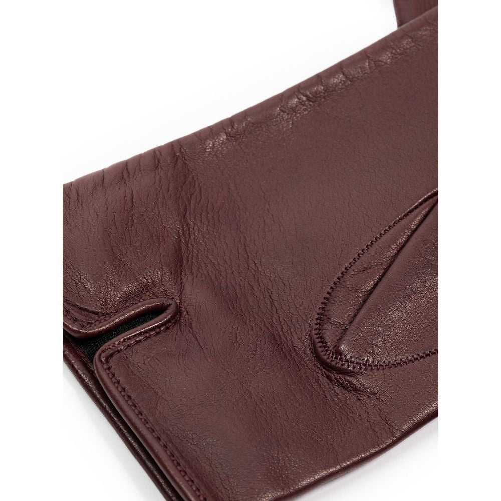 Dolce & Gabbana Burgundy Nappa Leather Gloves