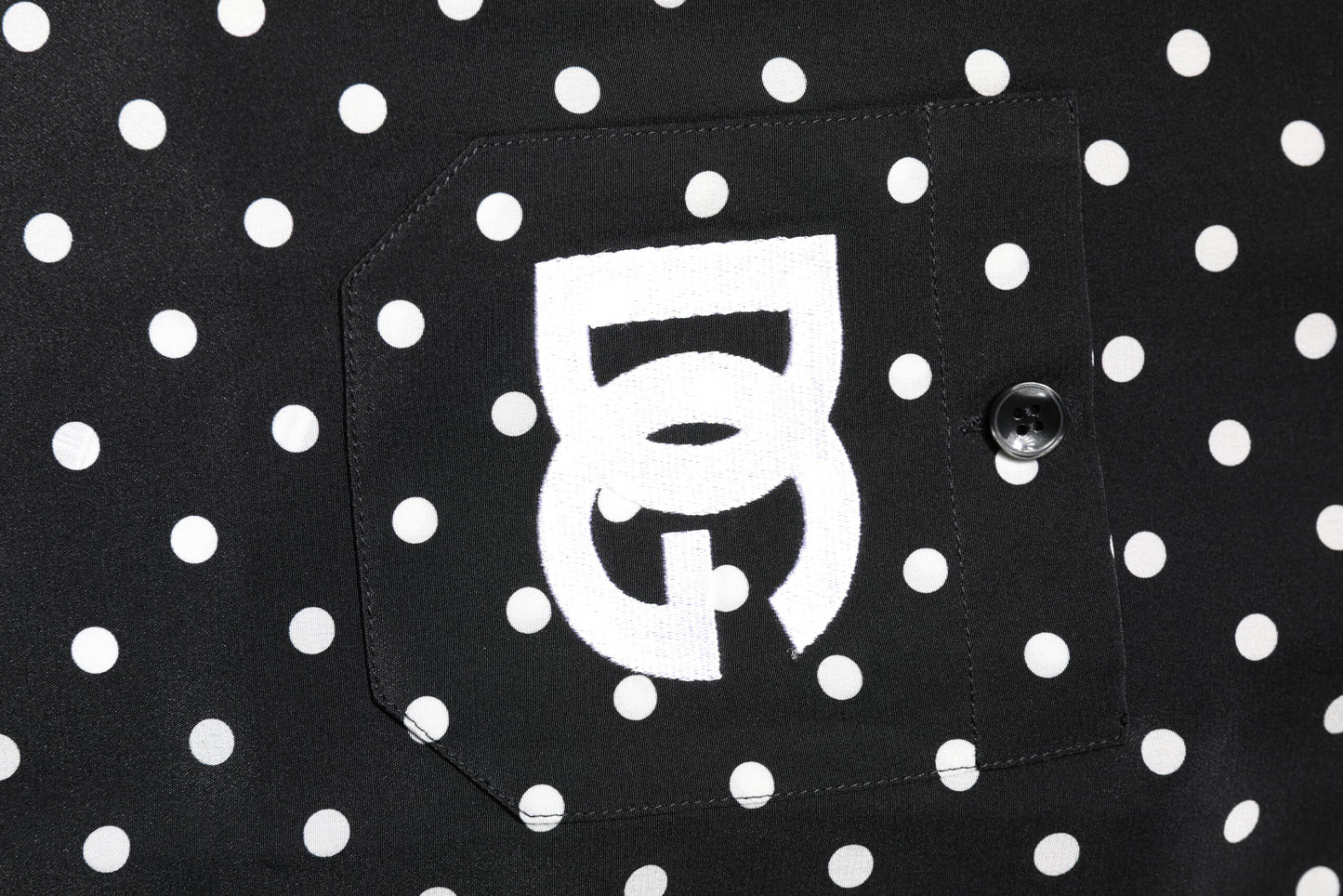 Dolce & Gabbana Black Polka Dot Short Sleeve Silk Casual Shirt