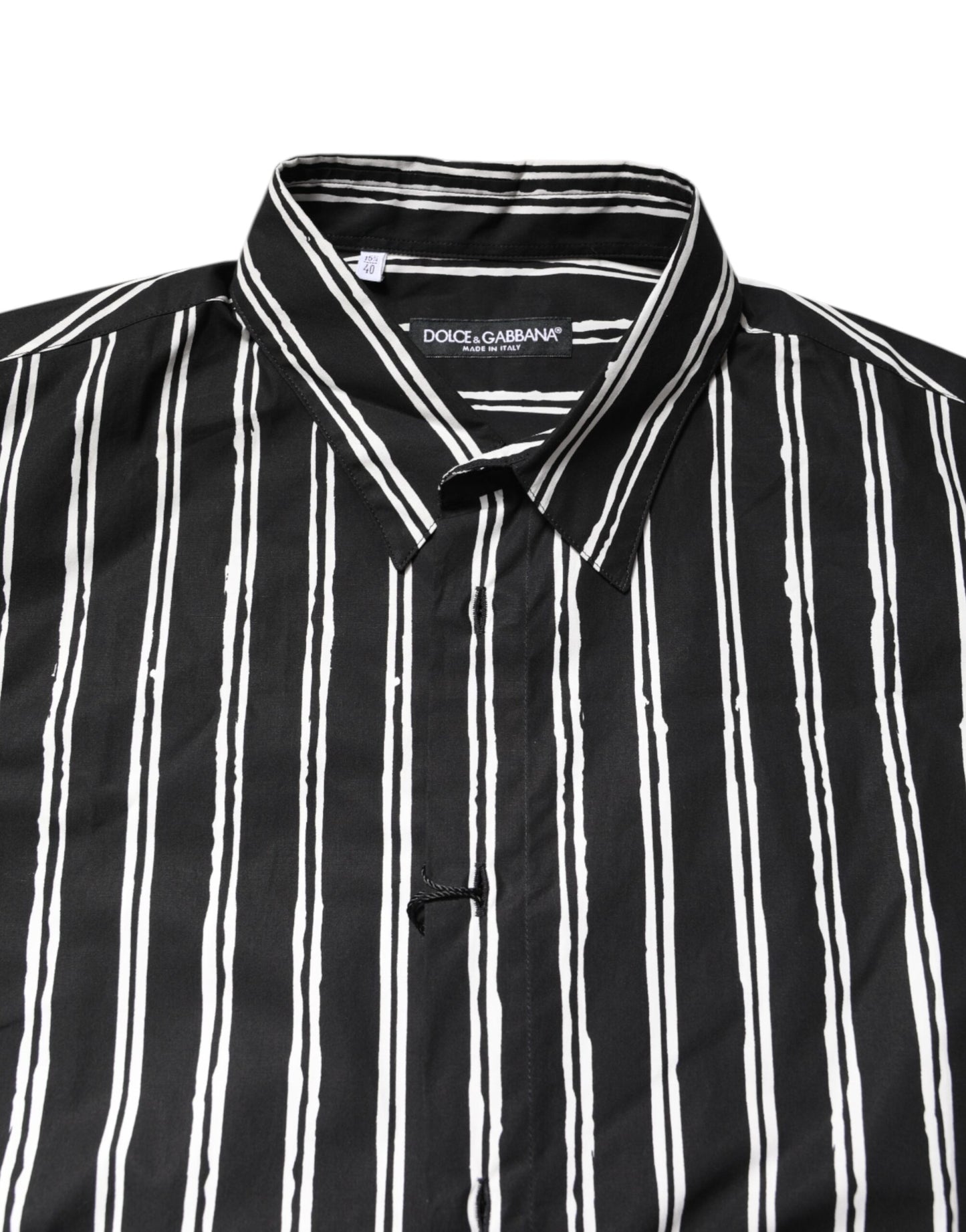 Dolce & Gabbana Black and White Striped Cotton Dress Shirt