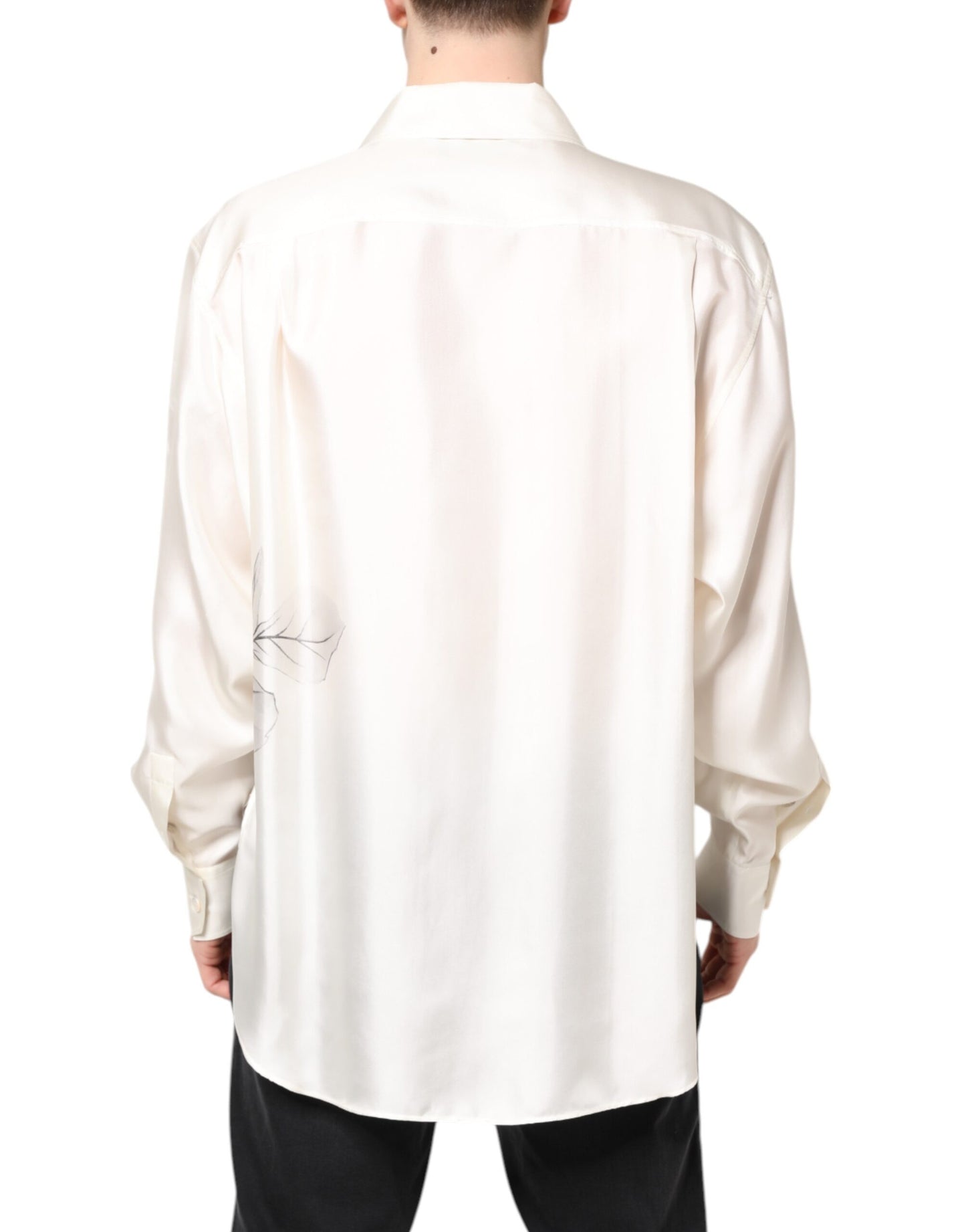 Dolce & Gabbana Ivory Silk Long Sleeves Casual Shirt
