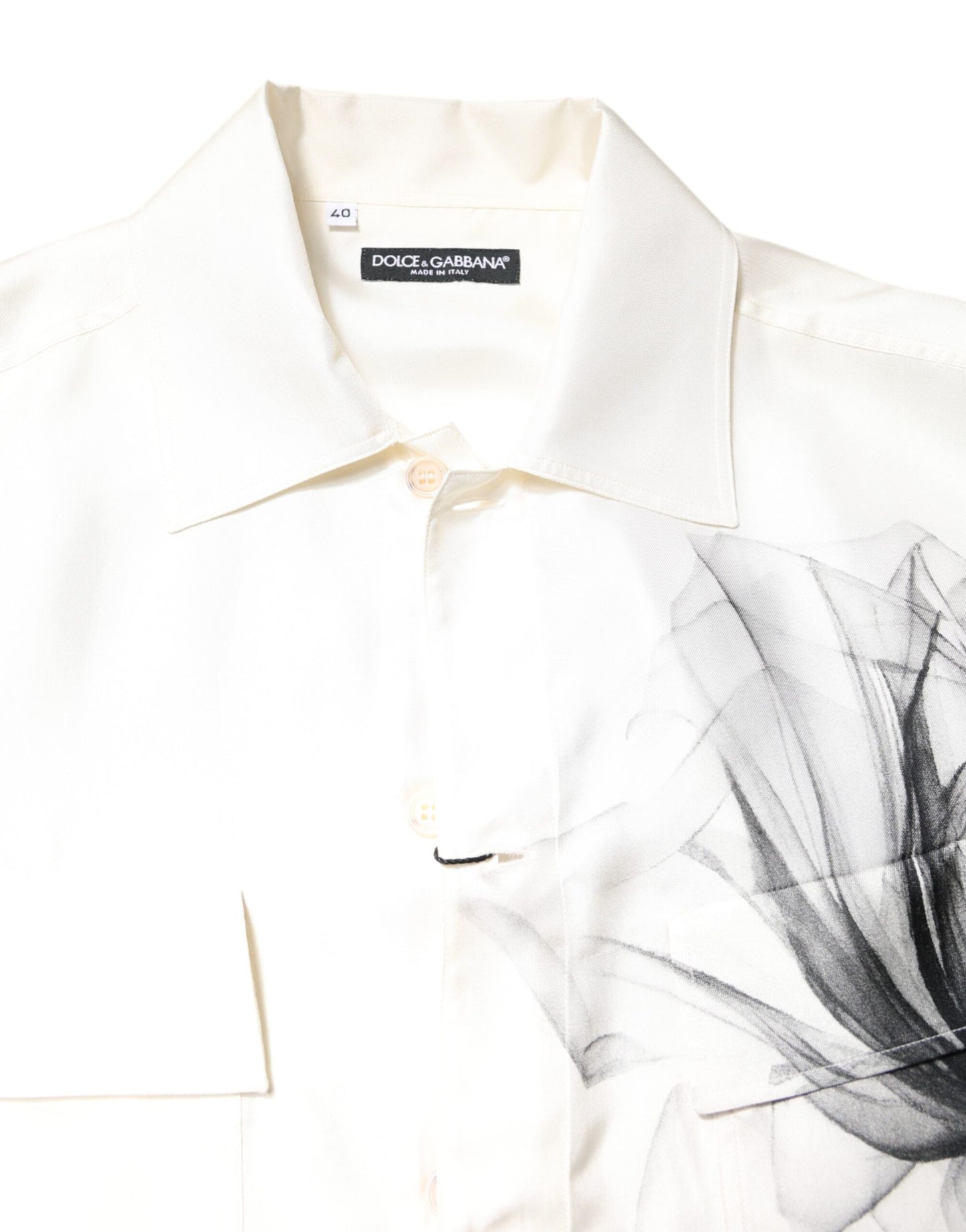 Dolce & Gabbana Ivory Silk Long Sleeves Casual Shirt