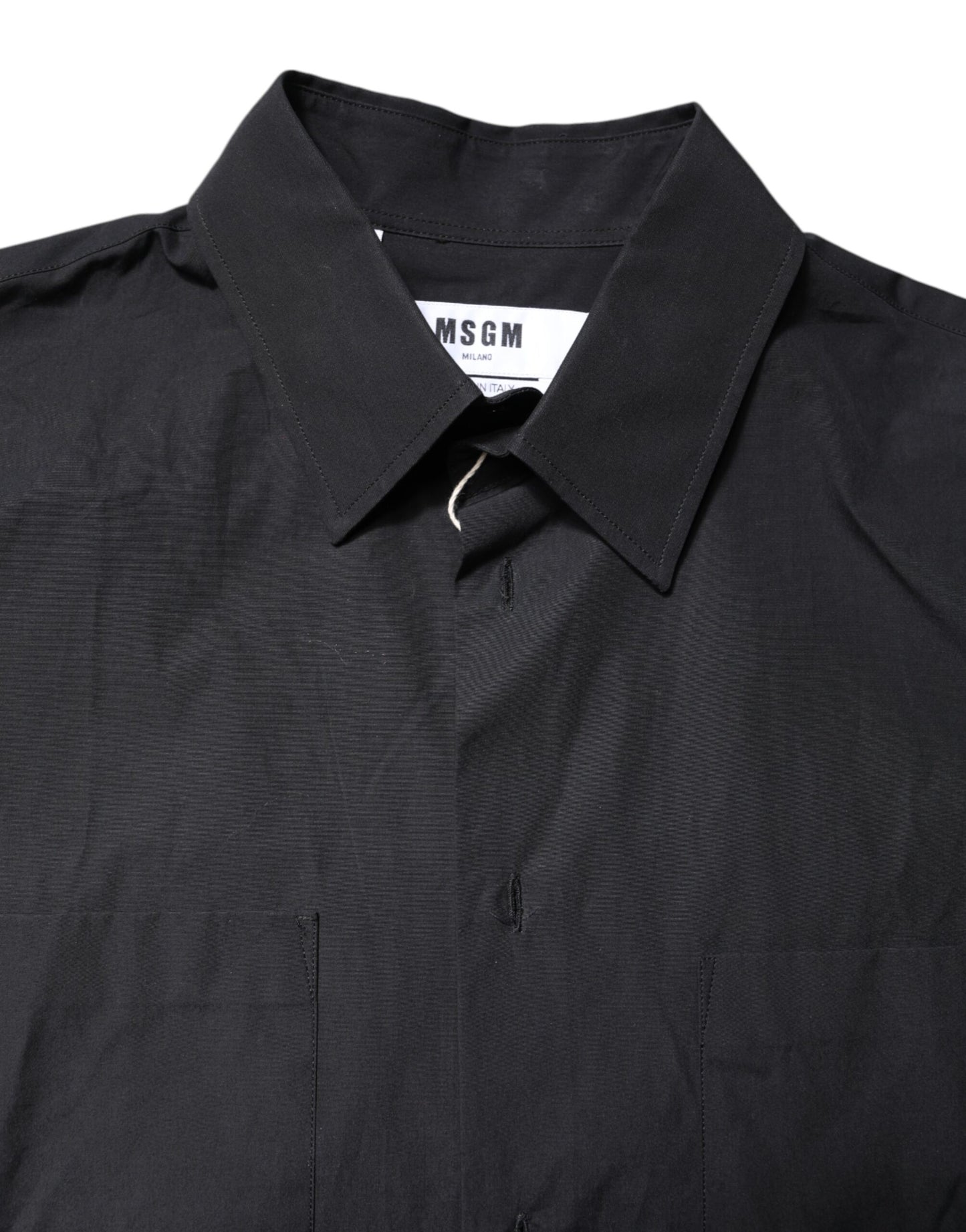 MSGM Black Printed Short Sleeves Collared Casual Shirt