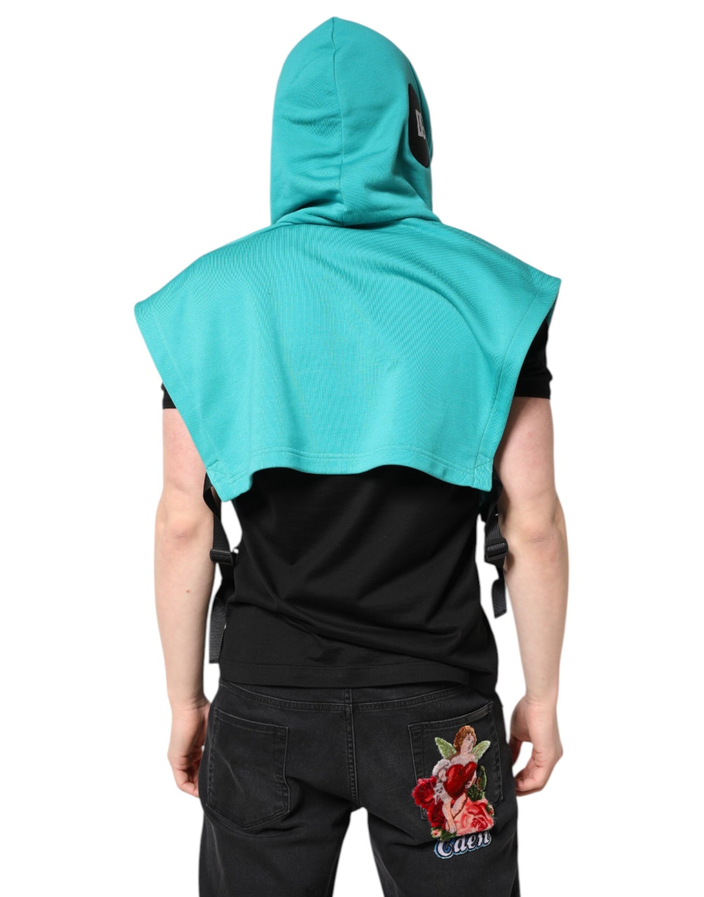 Dolce & Gabbana Green Cotton Hooded Sportswear Vest Sweater