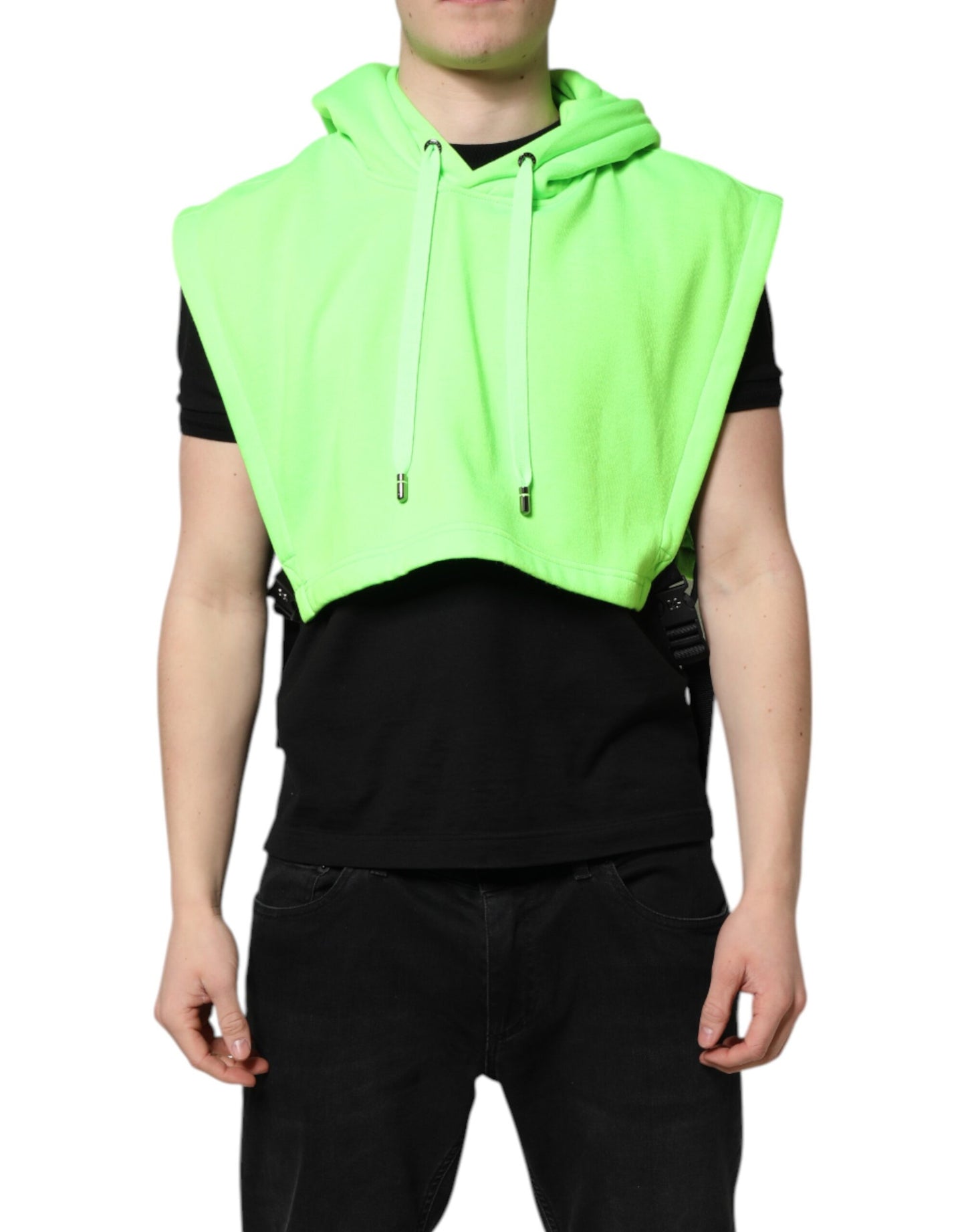 Dolce & Gabbana Green Polyester Hooded Sportswear Vest