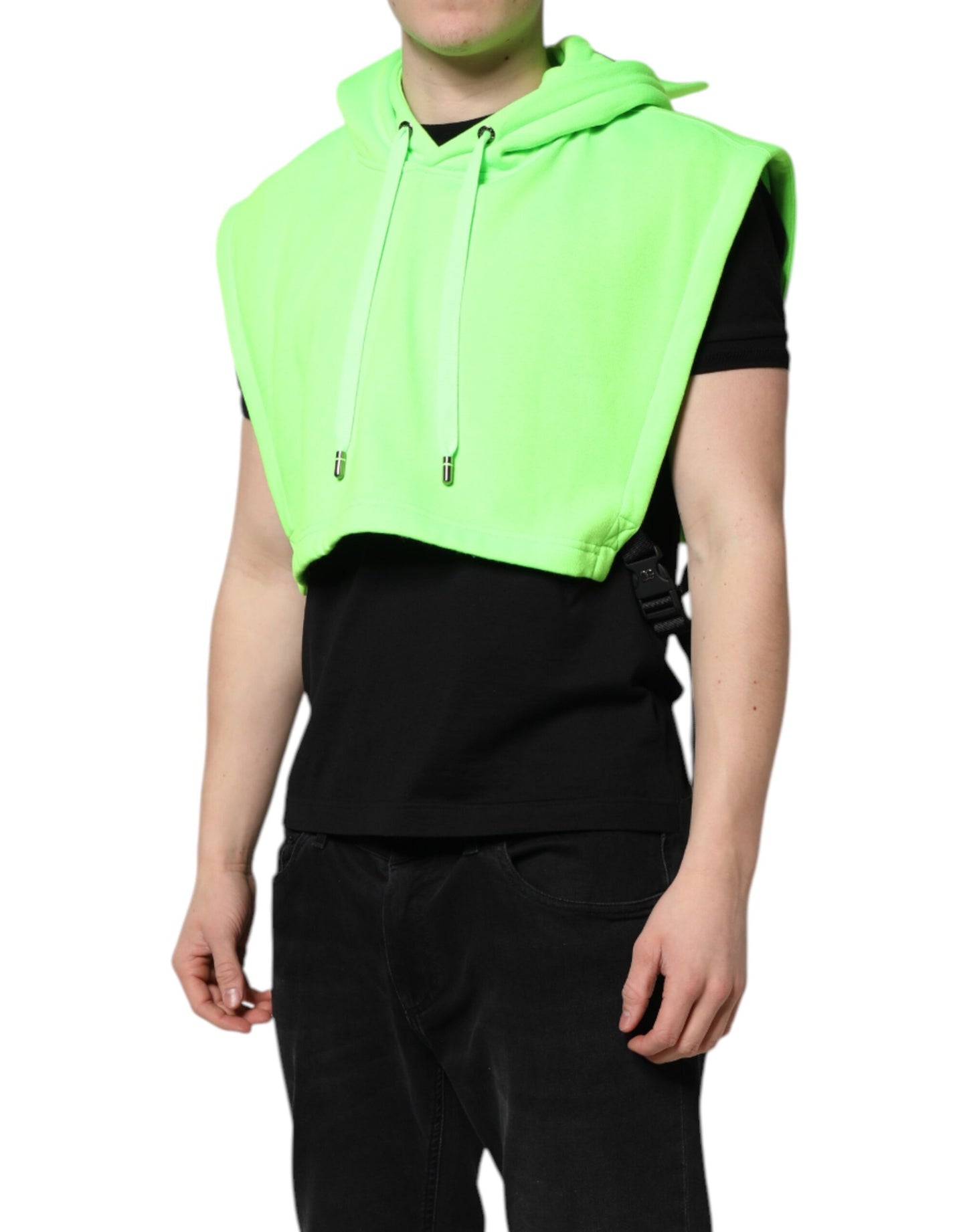 Dolce & Gabbana Green Polyester Hooded Sportswear Vest