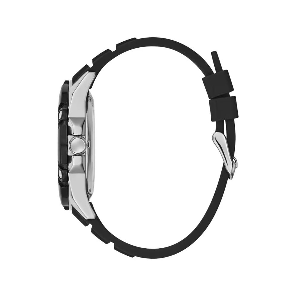 Guess Men's Watch, Automatic Mechanism, Black Silicone Strap