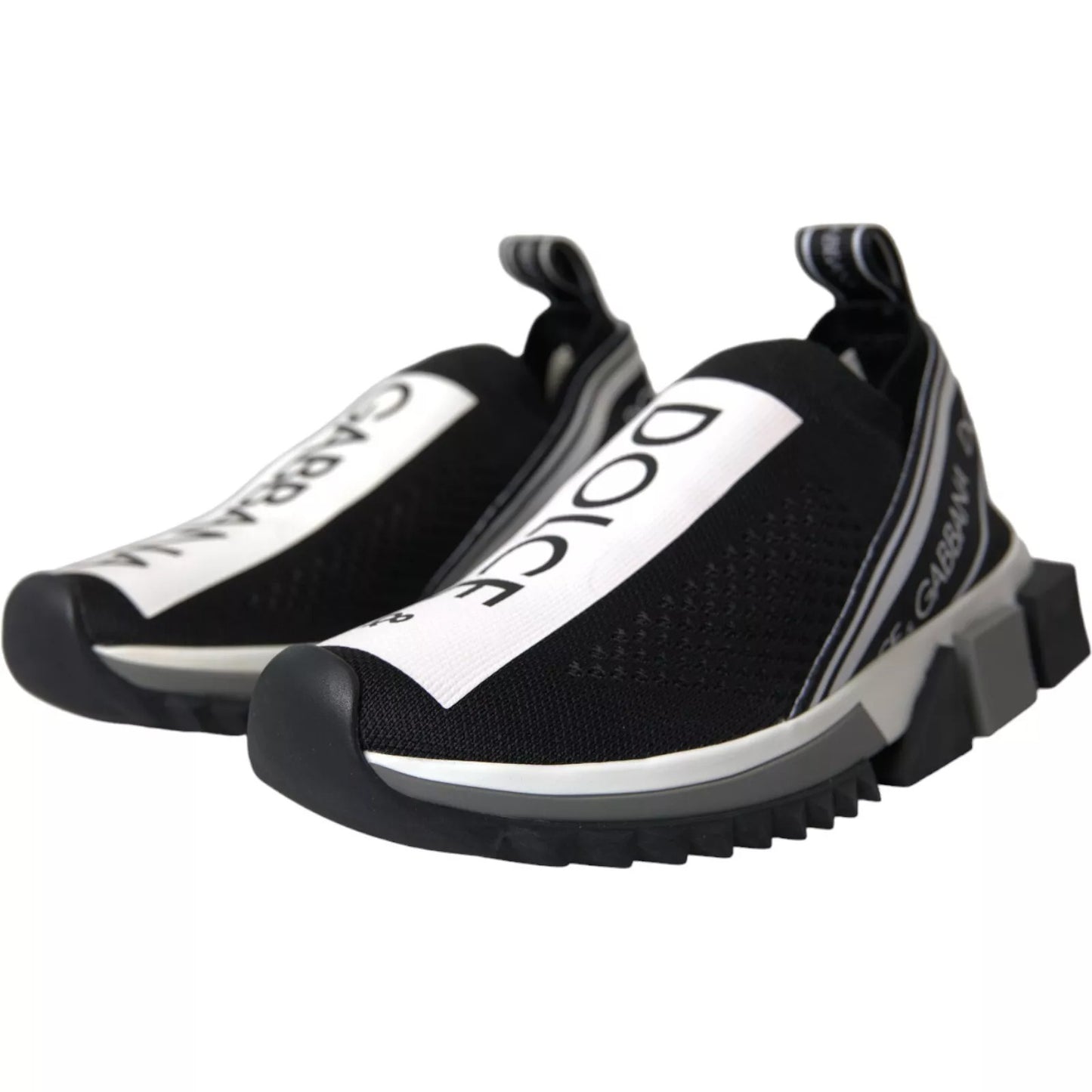 Dolce & Gabbana Black & White Slip On Sorrento Sneakers - Preowned