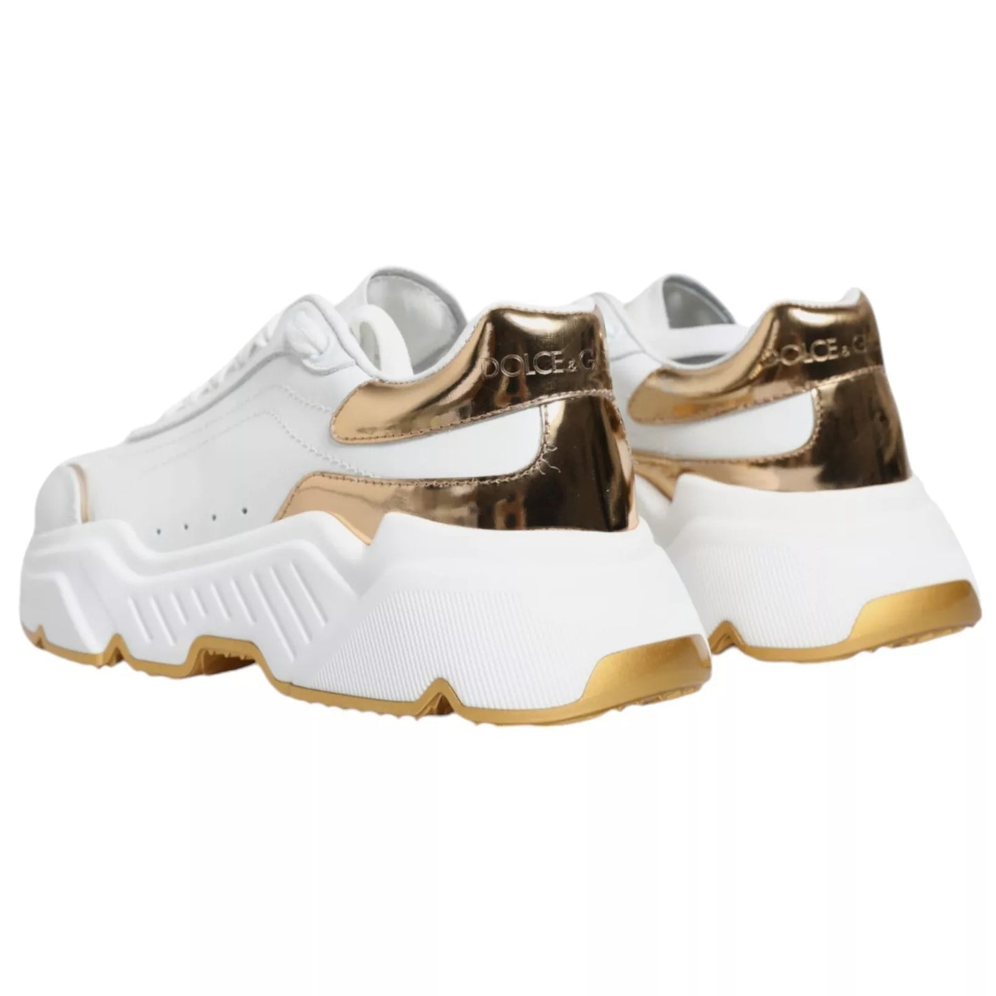 Dolce & Gabbana White & Gold Daymaster Low Top Sneakers - Preowned