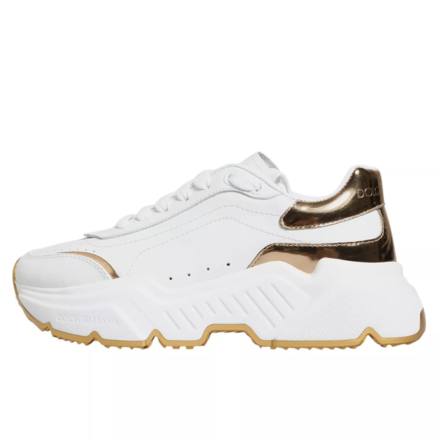 Dolce & Gabbana White & Gold Daymaster Low Top Sneakers - Preowned