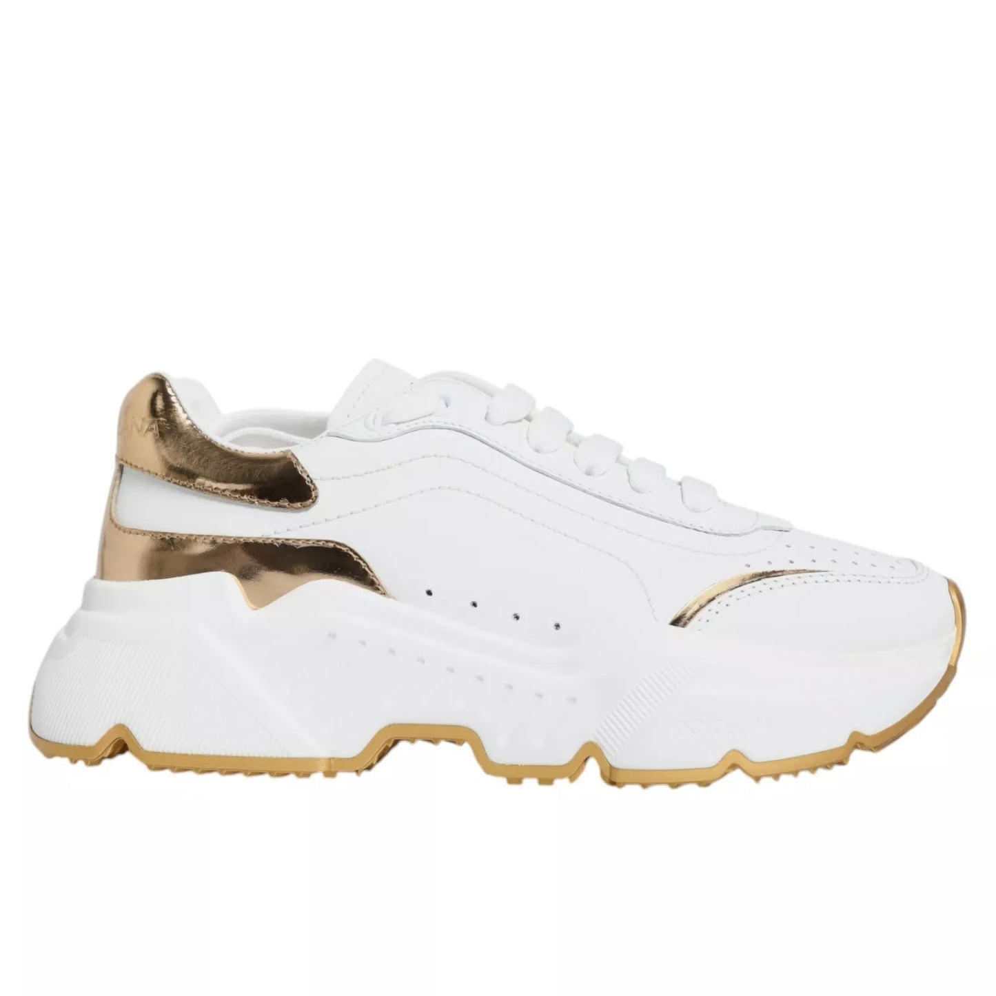 Dolce & Gabbana White & Gold Daymaster Low Top Sneakers - Preowned