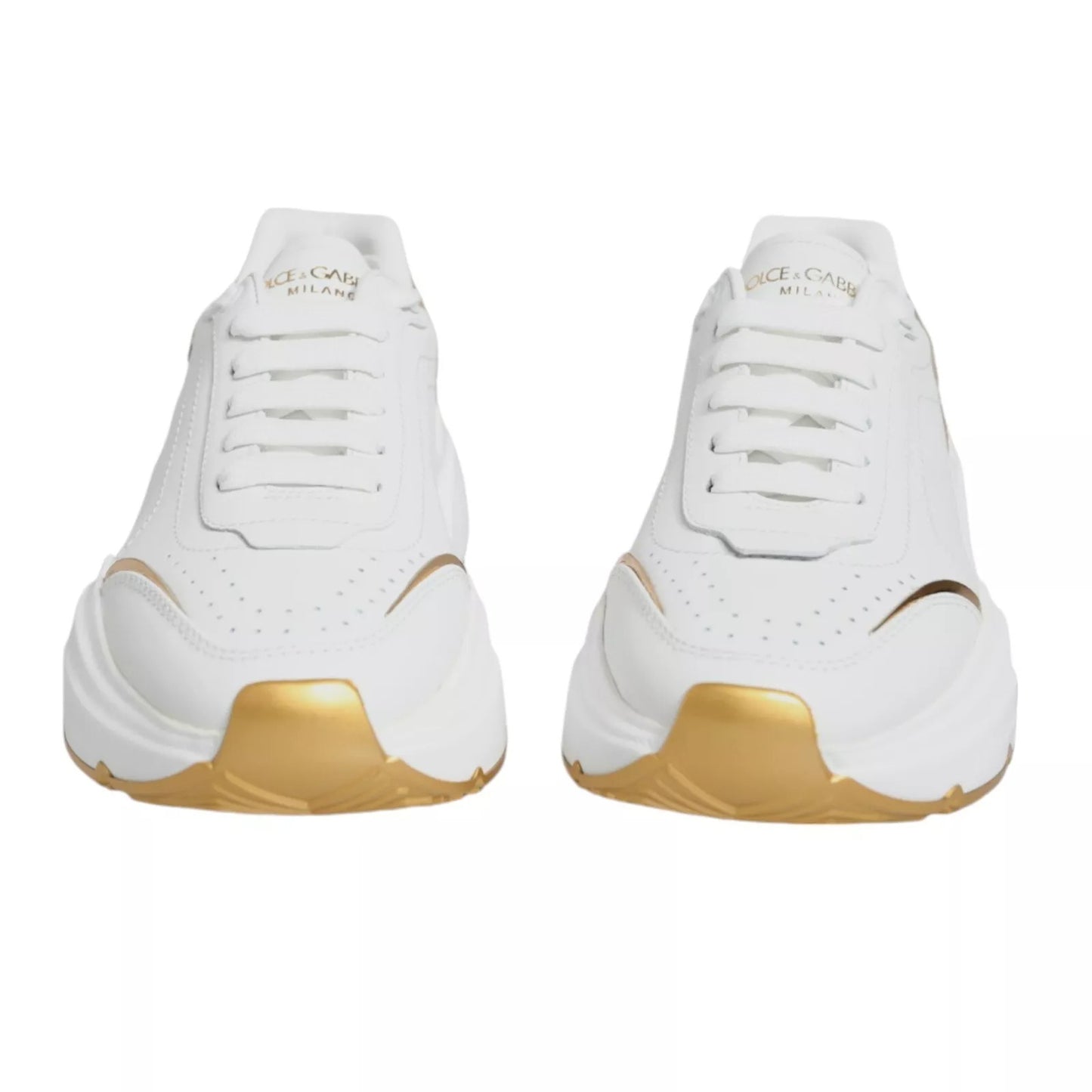Dolce & Gabbana White & Gold Daymaster Low Top Sneakers - Preowned