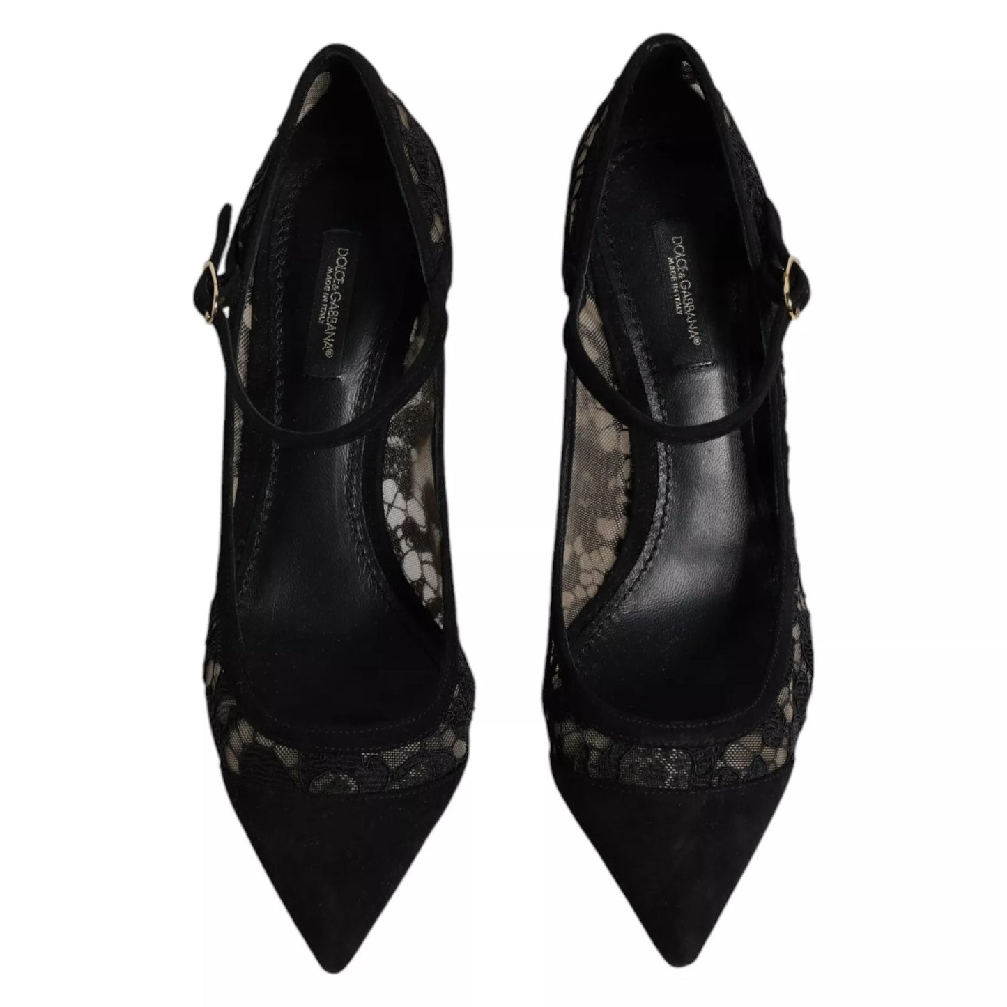Dolce & Gabbana Black Mary Jane Taormina Lace Pumps