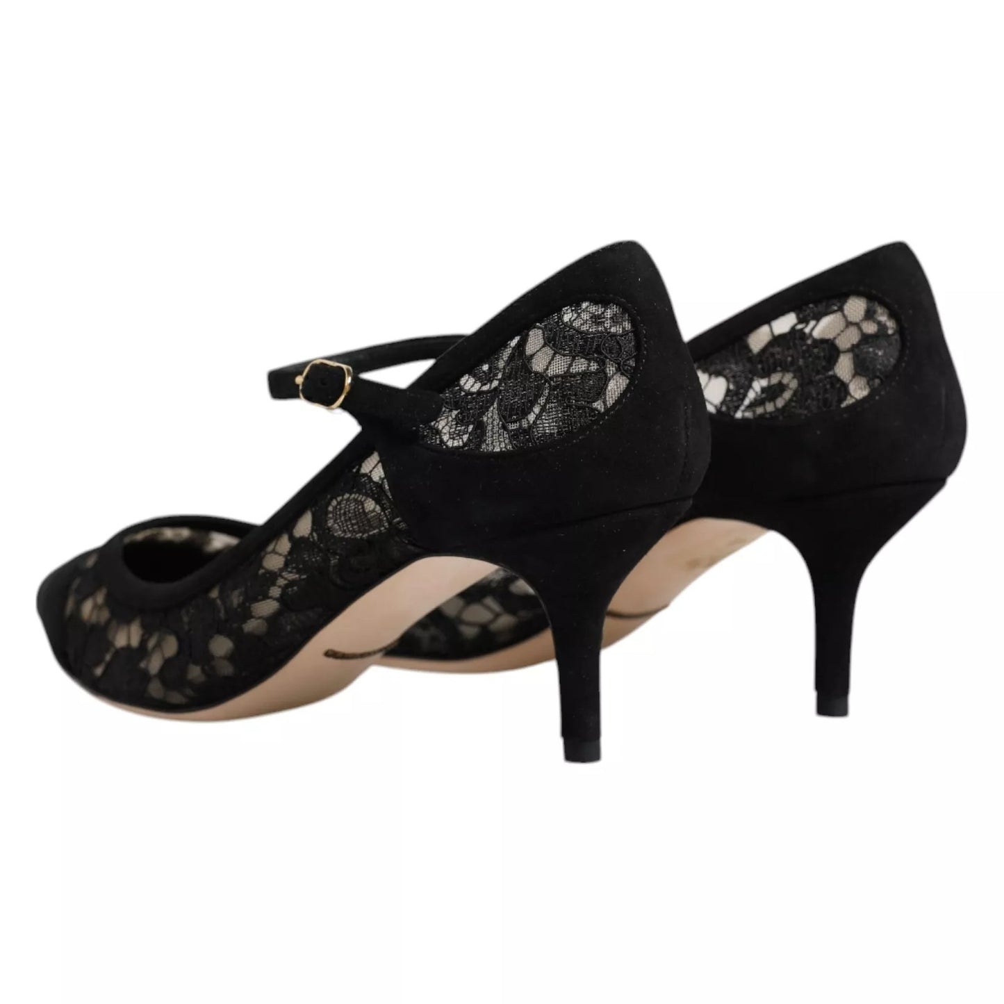 Dolce & Gabbana Black Mary Jane Taormina Lace Pumps