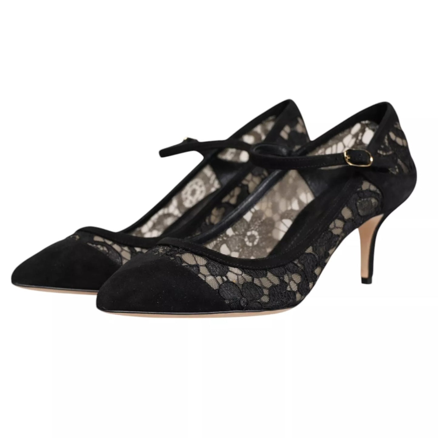 Dolce & Gabbana Black Mary Jane Taormina Lace Pumps