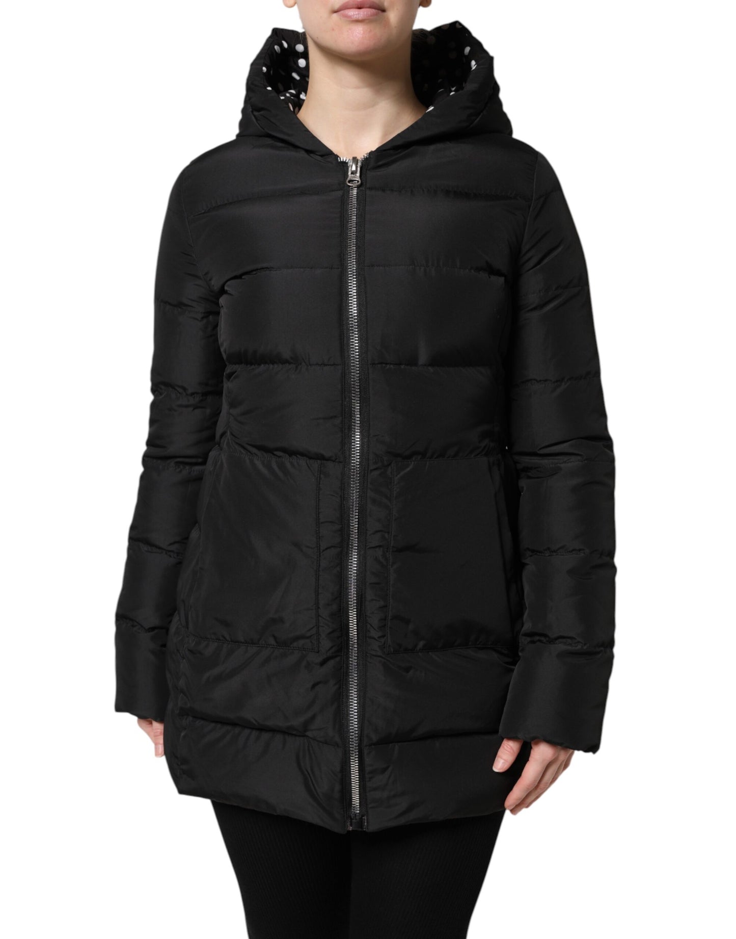 Dolce & Gabbana Black Puffer Hooded Zip Reversible Jacket – Preowned