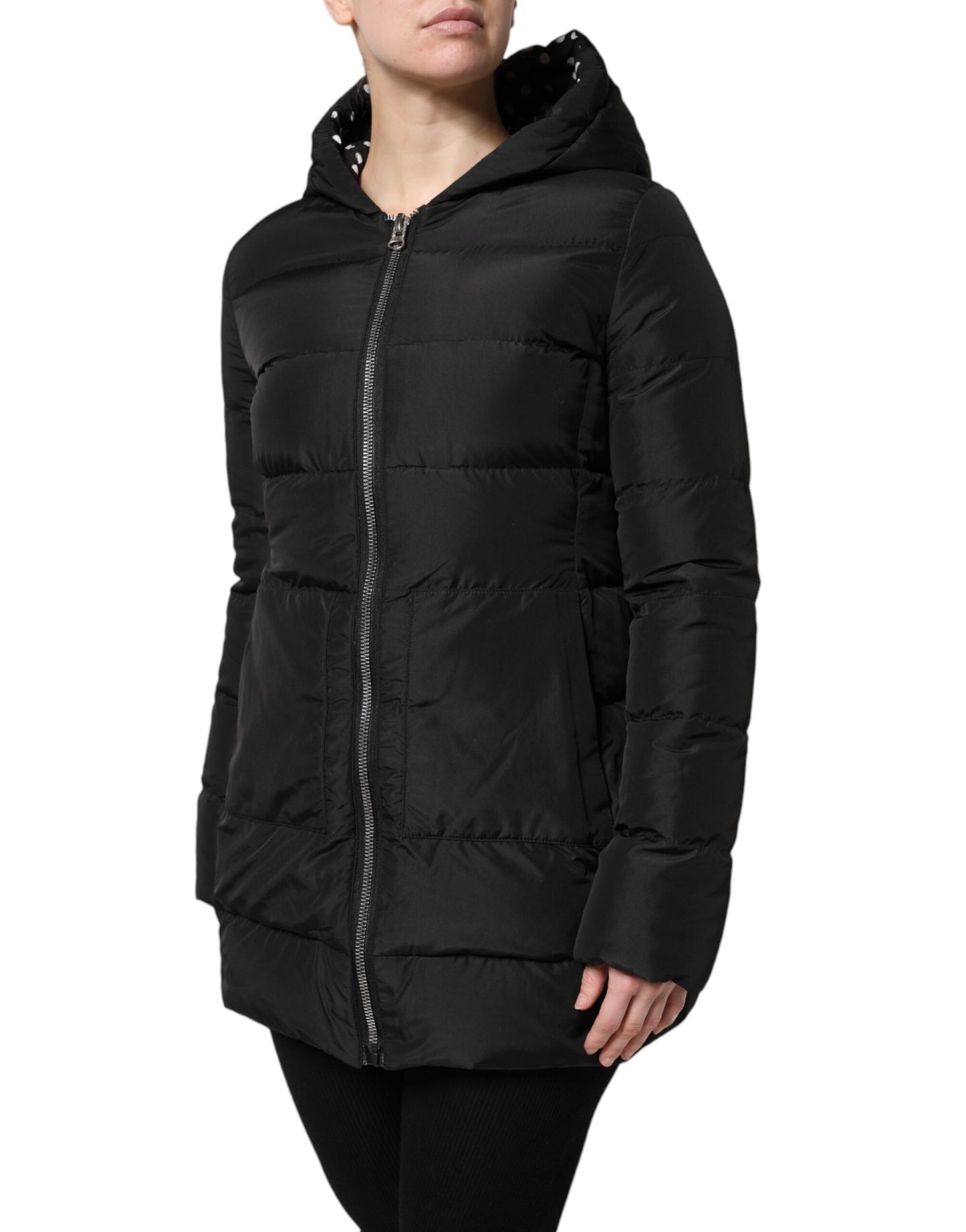 Dolce & Gabbana Black Puffer Hooded Zip Reversible Jacket – Preowned