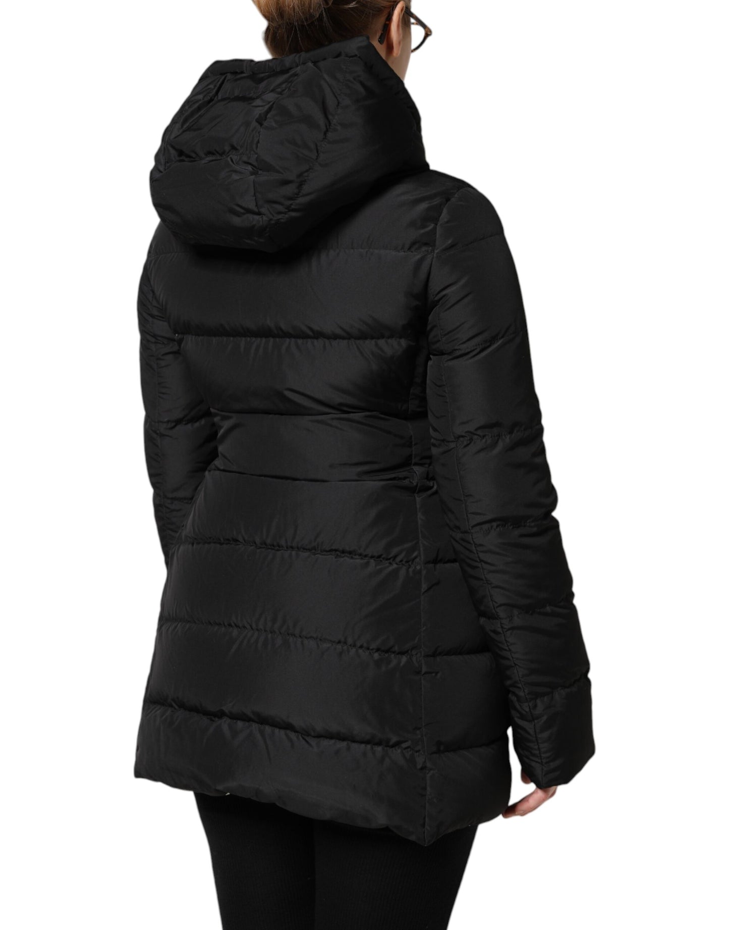 Dolce & Gabbana Black Puffer Hooded Zip Reversible Jacket – Preowned
