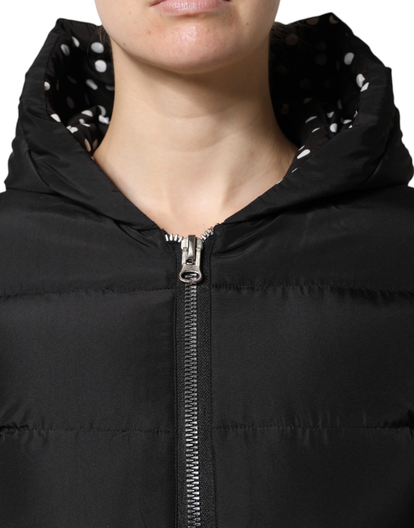 Dolce & Gabbana Black Puffer Hooded Zip Reversible Jacket – Preowned
