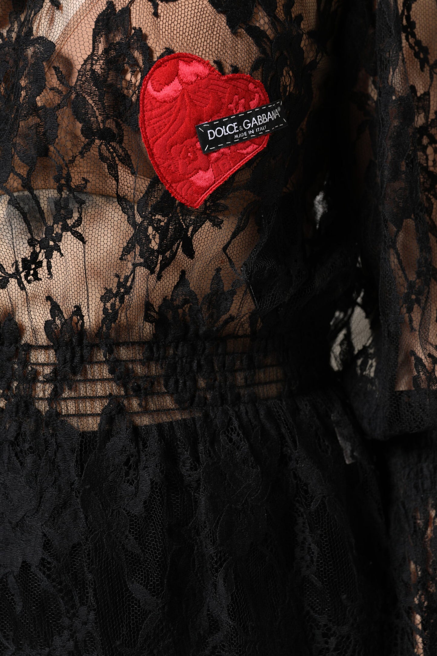 Dolce & Gabbana Black Cotton Floral Lace Blouse Top