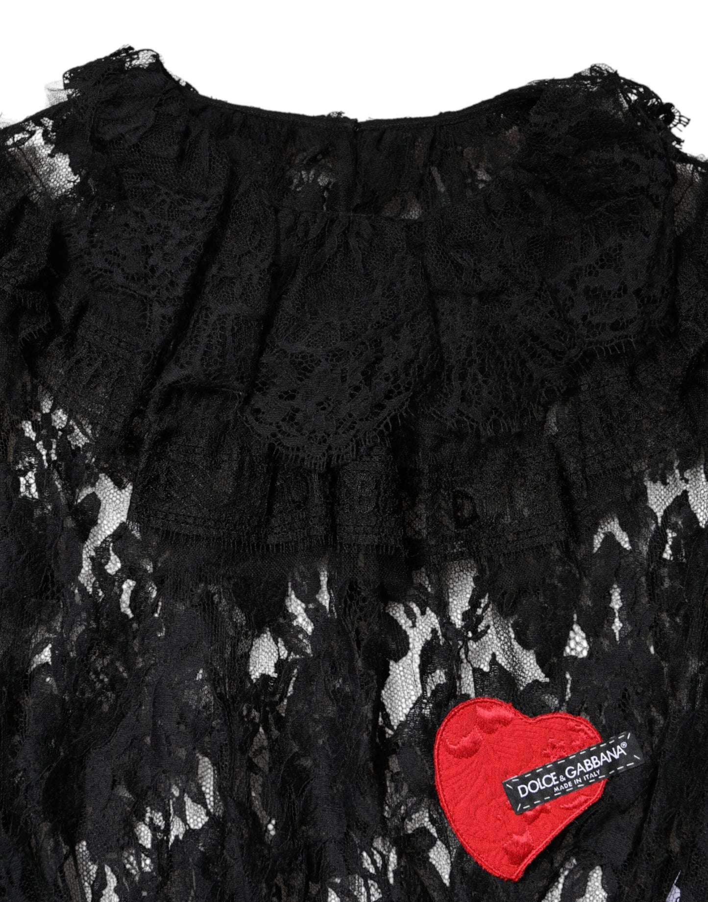 Dolce & Gabbana Black Cotton Floral Lace Blouse Top
