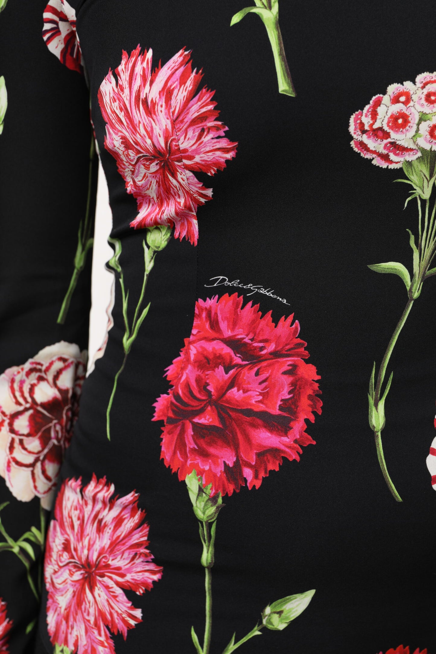 Dolce & Gabbana Black Floral Long Sleeve Blouse Top