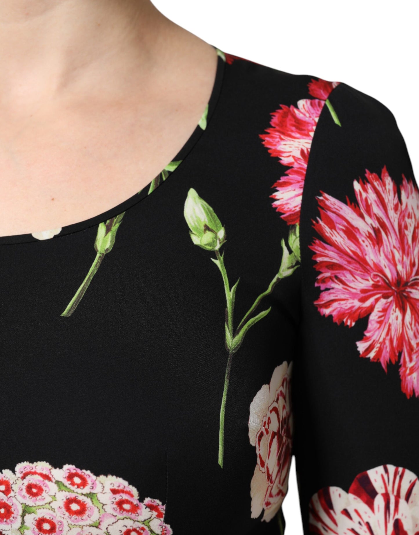 Dolce & Gabbana Black Floral Long Sleeve Blouse Top