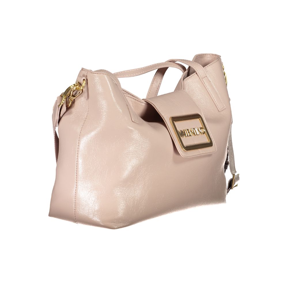 Mario Valentino Pink Leather Finish Handbag with Signature Logo