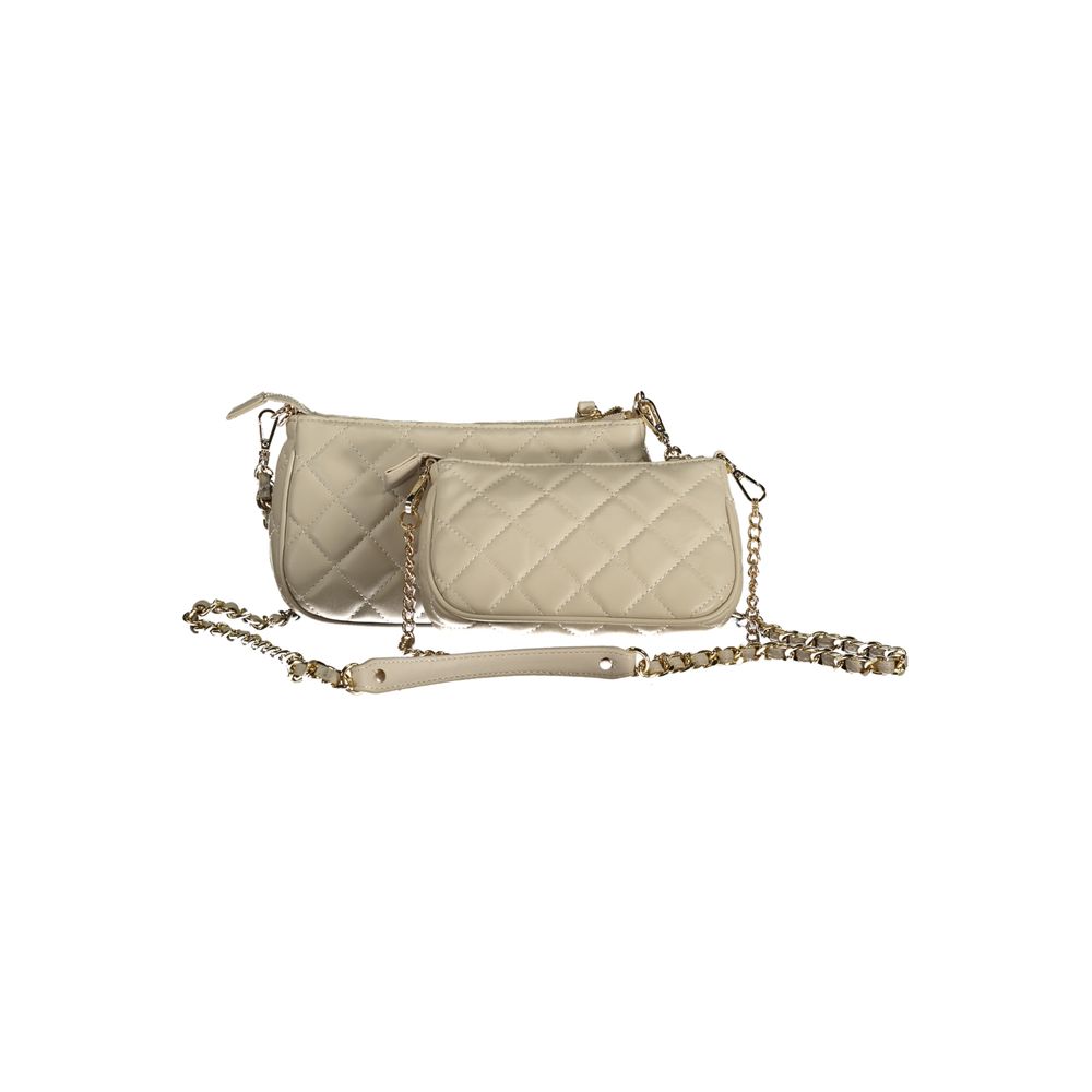 Mario Valentino White Faux Leather Handbag with Chic Detailing