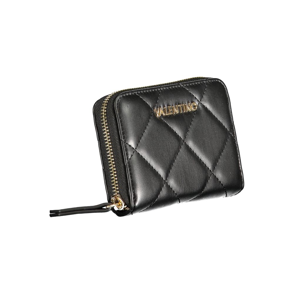 Mario Valentino Black Faux Leather Wallet with Contrast Detail