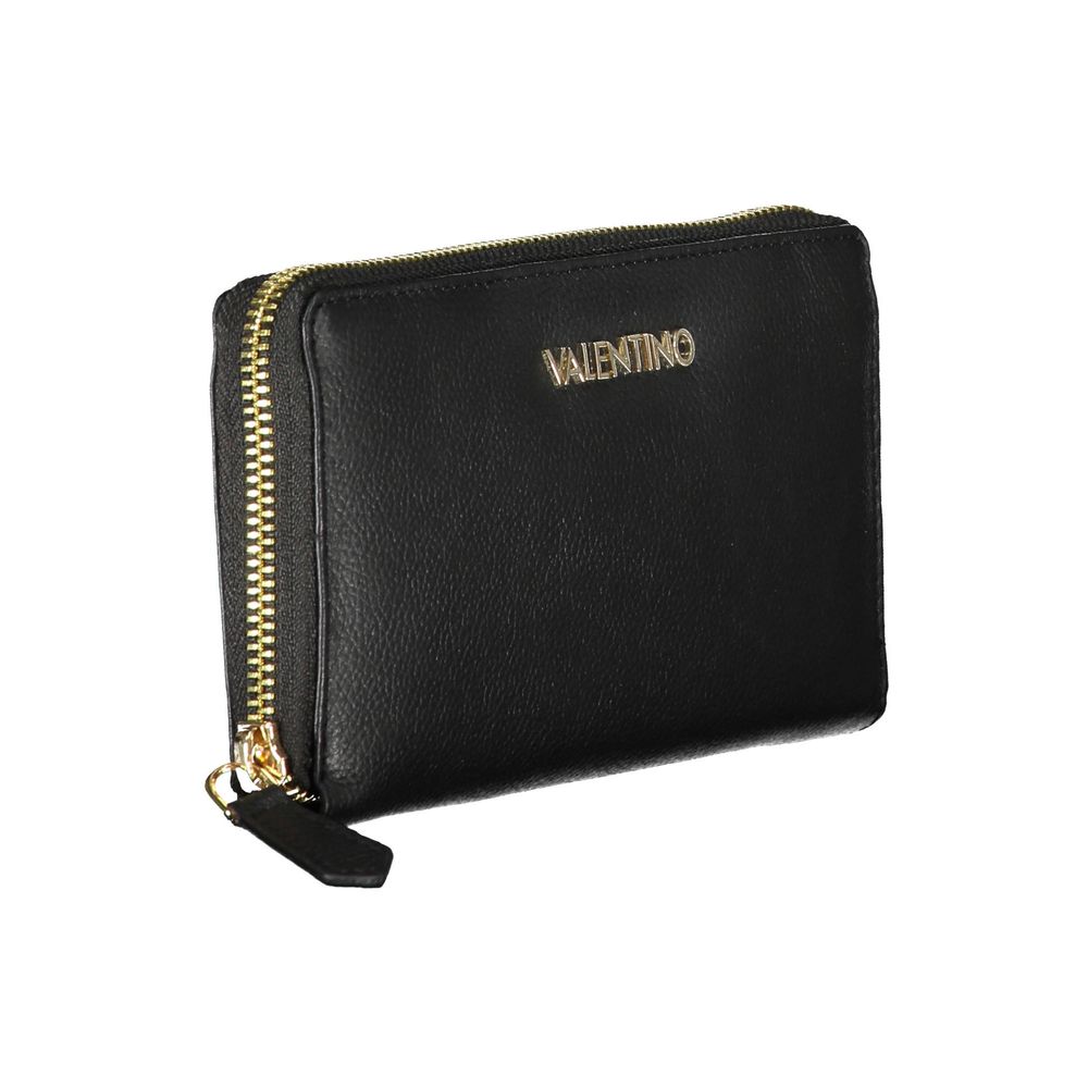 Valentino Bags Black Faux Leather Wallet with Zip Closure