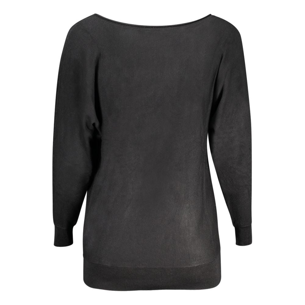 Guess Jeans Black Viscose Sweater - Elegant Comfort