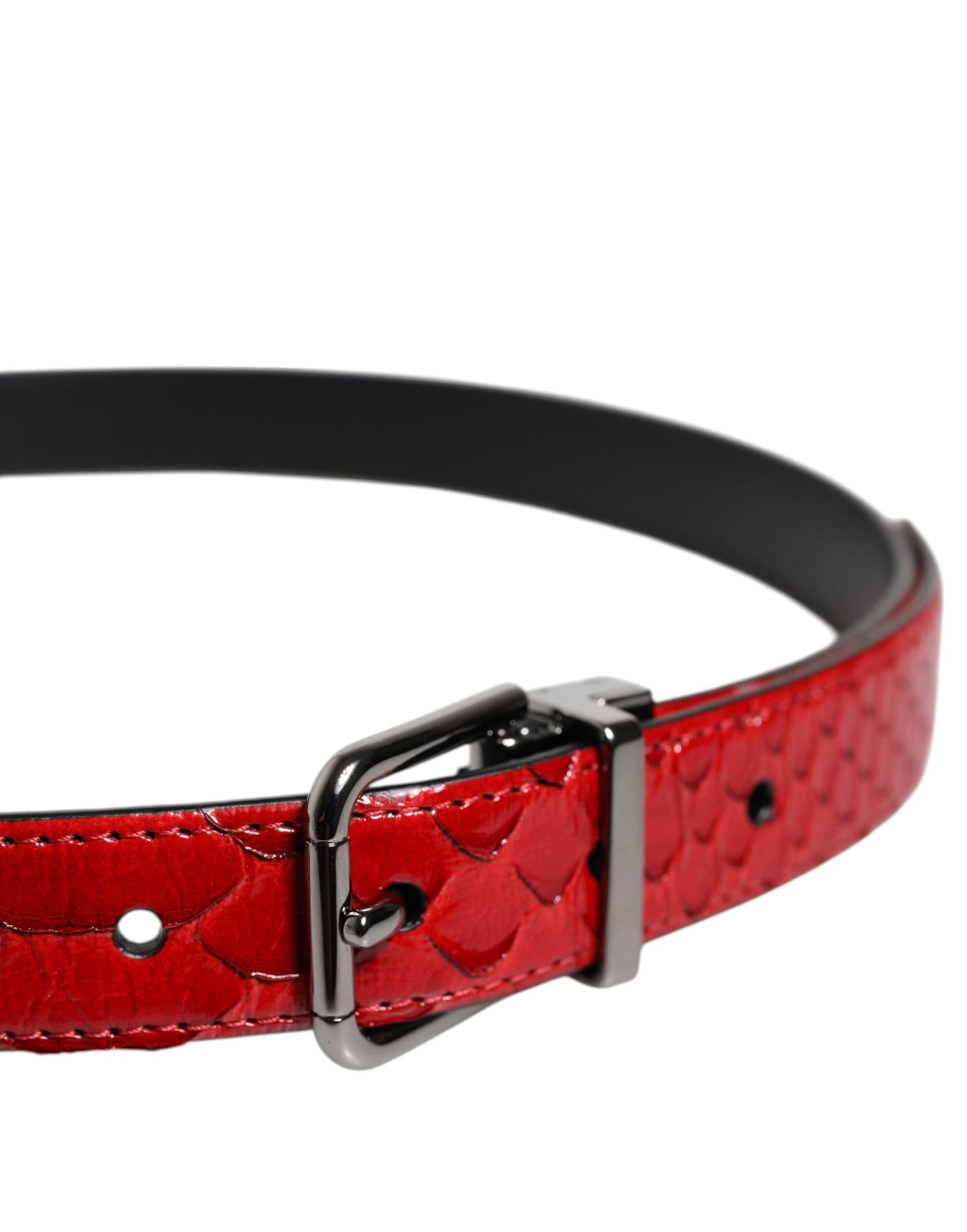 Dolce & Gabbana Red Exotic Leather Brass Buckle Belt